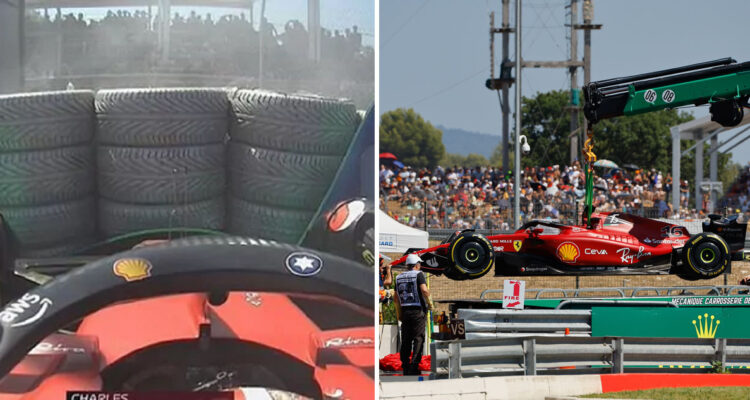 Charles Leclerc quedó fuera de carrera en Francia.