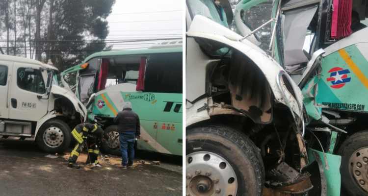 Colisión entre camión y bus con pasajeros deja 11 lesionados en Osorno: chofer quedó atrapado