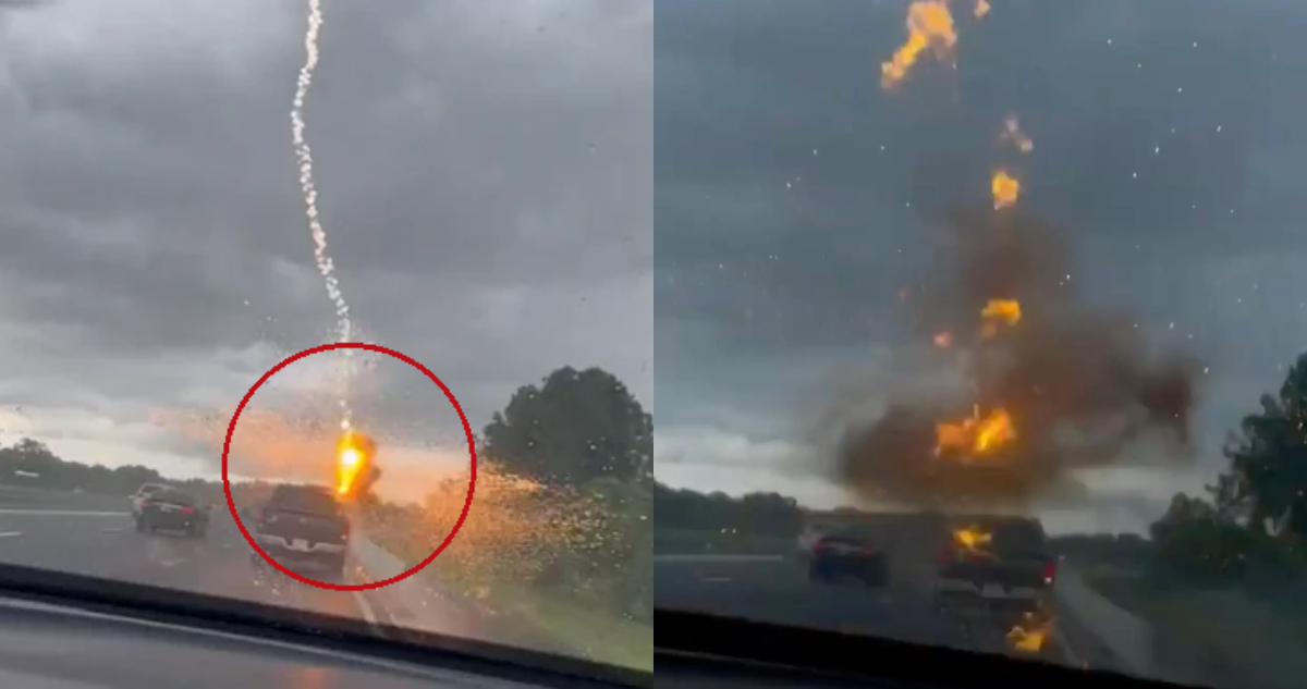 cuatro rayos impactan un vehículo