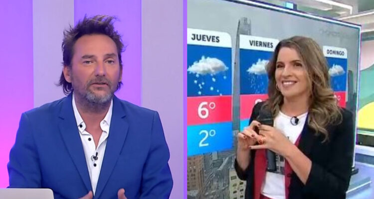 Daniel Fuenzalida hablando en Me Late. A su lado, Monserrat Álvarez en el matinal de CHV.