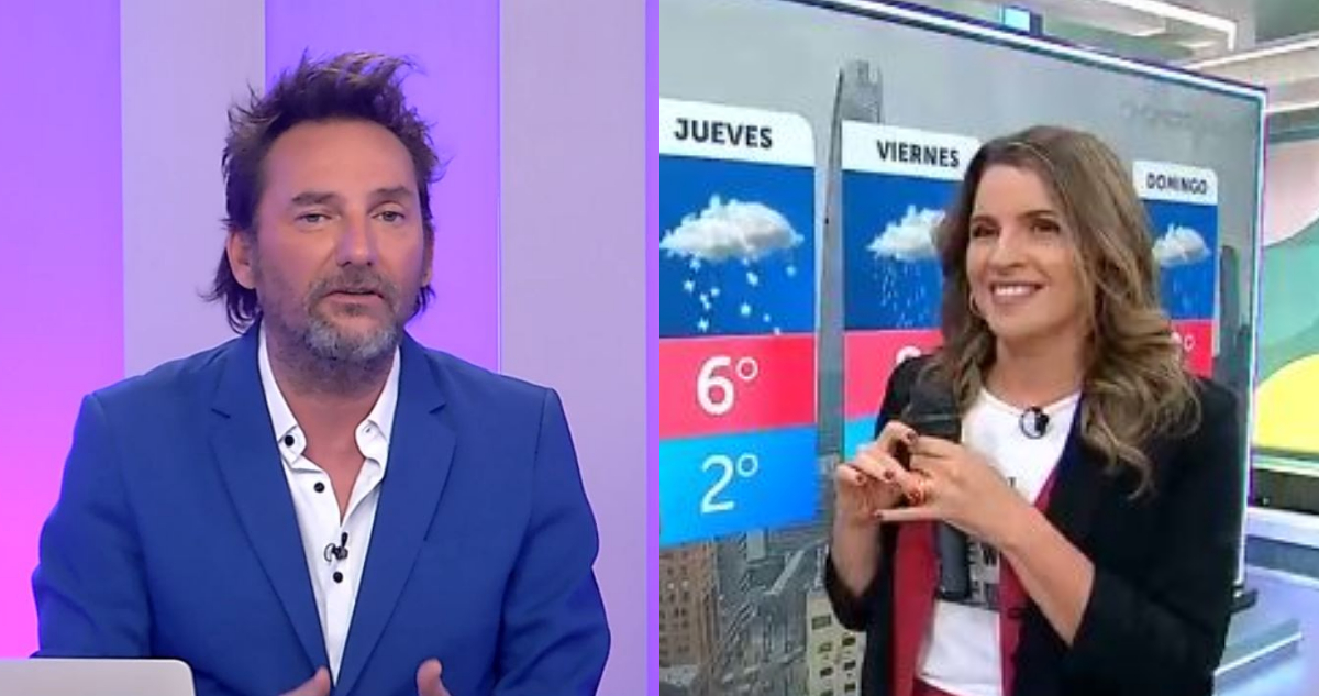 Daniel Fuenzalida hablando en Me Late. A su lado, Monserrat Álvarez en el matinal de CHV.