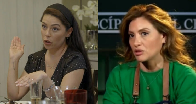 Daniela Aranguiz hablando de Karen Bejarano en La Divina Comida. A su lado, una foto de la cantante en El Discípulo del Chef.