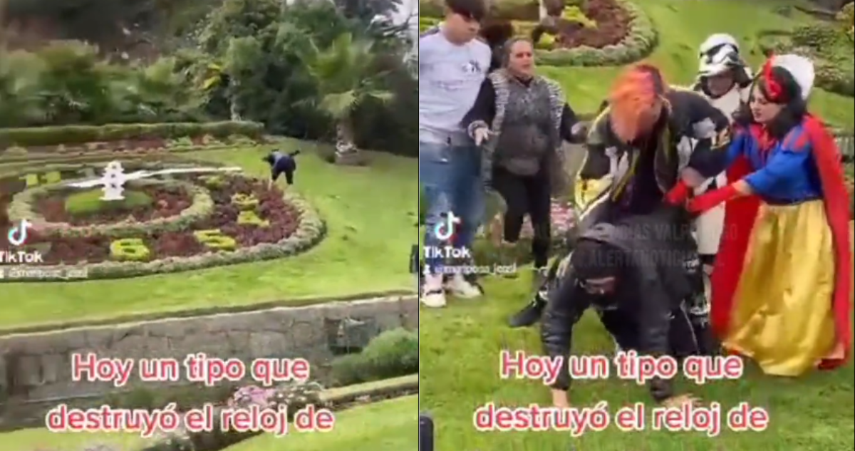 Destrozan flores en emblemático reloj de Viña del Mar