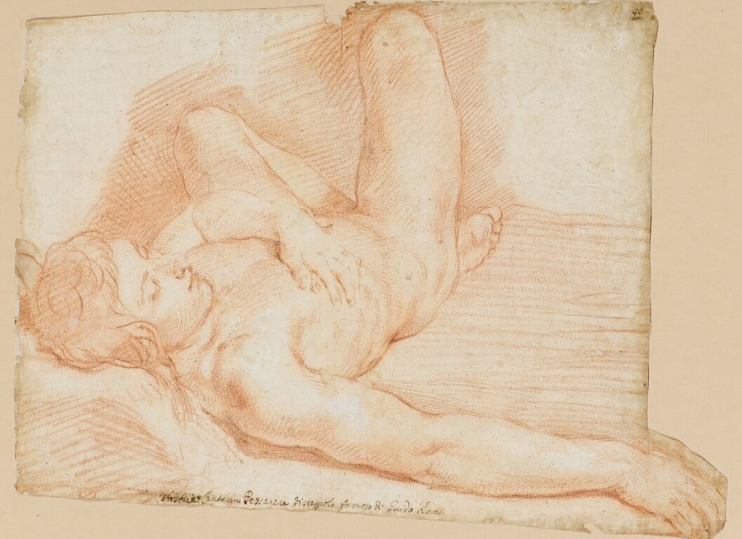 Estudio de un desnudo tendido, Escuela Boloñesa, siglo XVII, 