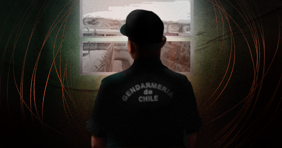 Ilustración de un gendarme al interior de una garita.