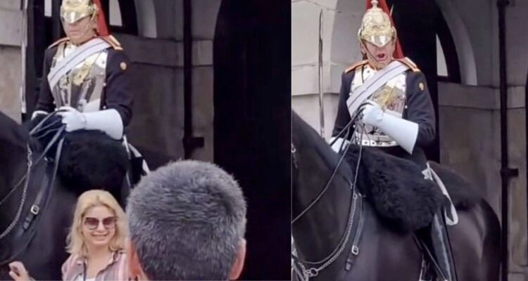 Guardia Real grita a mujer