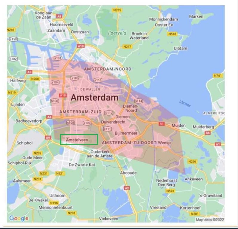 Mapa de humo en Amsterdam