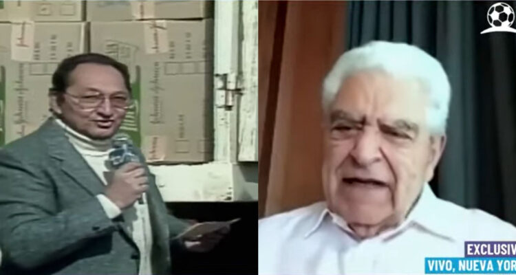 Javier Miranda en uno de los camiones de Chile Ayuda a Chile. A su lado, Mario Kreutzberger recuerda el rol del locutor en Teletón.