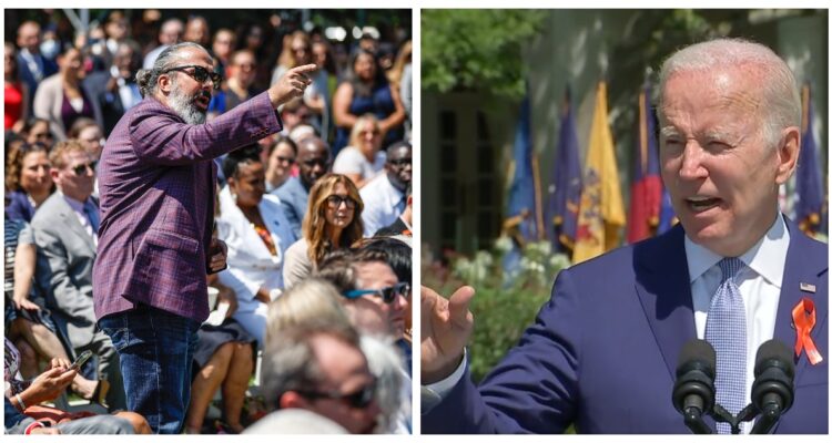 Fotografía de Manuel Oliver y Joe Biden, durante el intercambio.