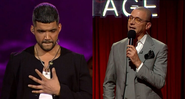 El concursante de The Voice emocionado tras cantar Te Recuerdo Amanda. A su lado, Julián Elfenbein hablando sobre Víctor Jara.