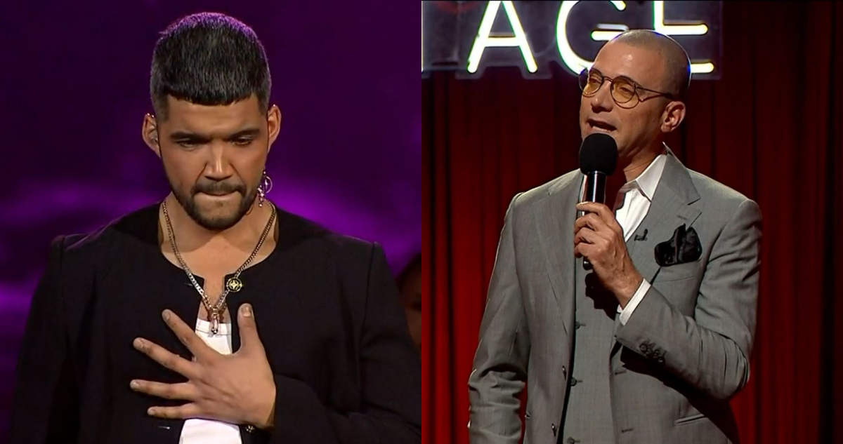 El concursante de The Voice emocionado tras cantar Te Recuerdo Amanda. A su lado, Julián Elfenbein hablando sobre Víctor Jara.