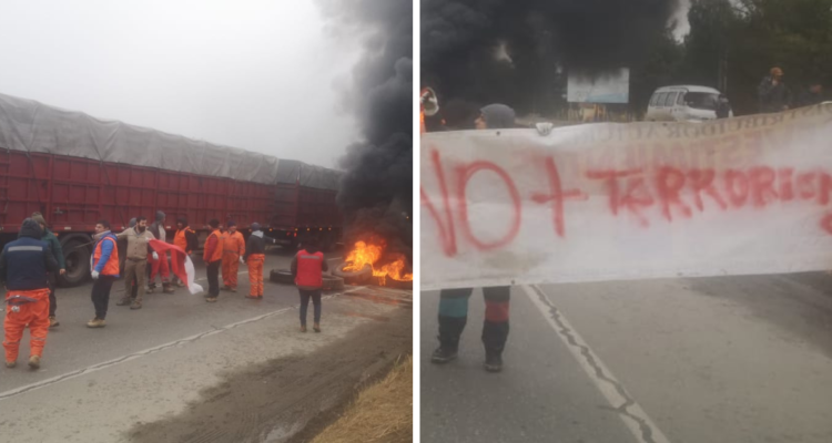 Conductores manifestándose en Mariquina