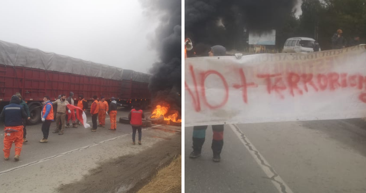 Conductores manifestándose en Mariquina