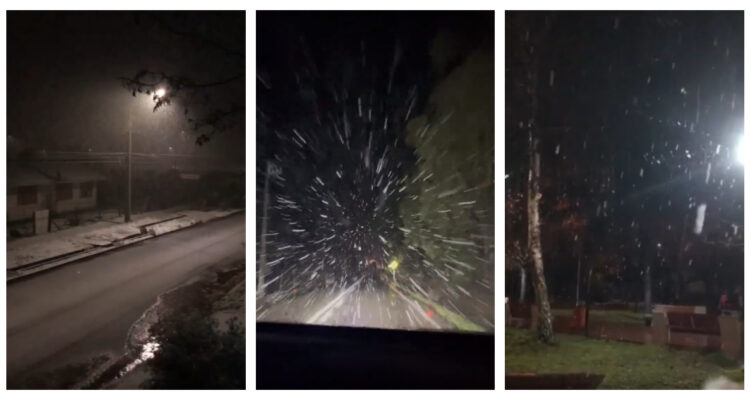 Inusual caída de nieve se registra en comunas costeras de la región del Ñuble