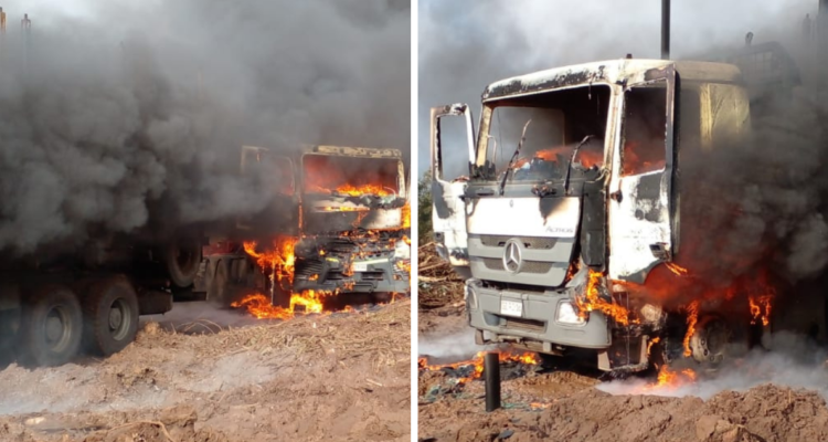 Cinco camiones destruidos deja nuevo ataque a predio de forestal Mininco en Chol Chol