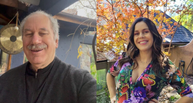 Pedro Engel sonríe a la cámara. A su lado, una foto de Carola Varleta también sonriente. El tarotista reveló el nacimiento de su nieto.