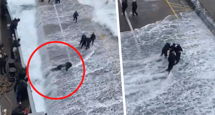 Temeraria maniobra: captan rescate de marino tras ser impactado por oleaje en Valparaíso