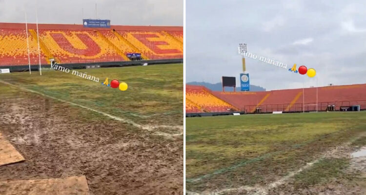 El césped del estadio Santa Laura quedó inutilizable.