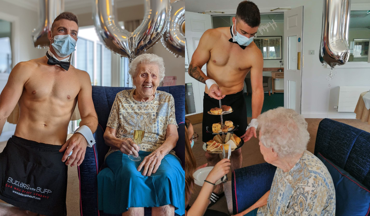 abuela celebra cumpleaños con stripper