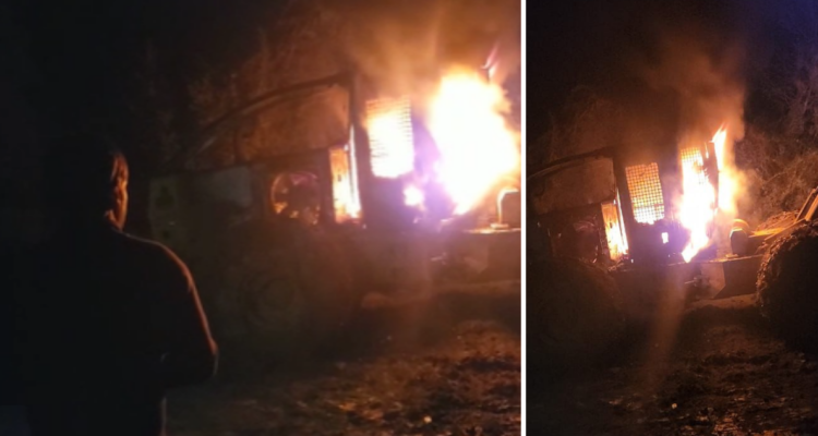Ataque incendiario destruye un skidder y una retroexcavadora de uso forestal en Chol Chol