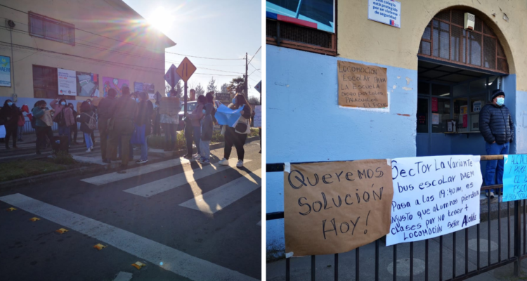 Comunidad de colegio de Los Ángeles se manifiesta: exigen mejoras en locomoción para alumnos