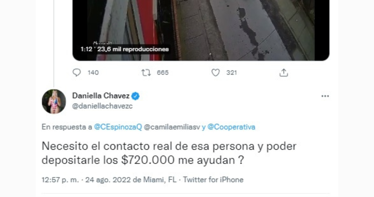 Daniella Chávez promete dinero