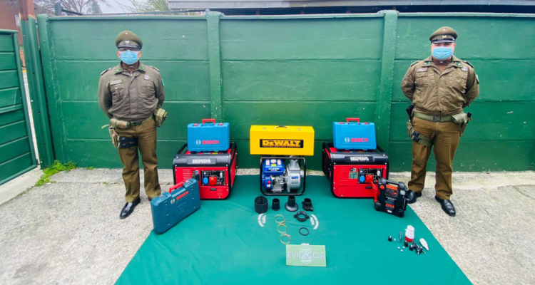 Detenidos quedan dos hombres que vendían herramientas robadas en Huépil: tienen antecedentes penales