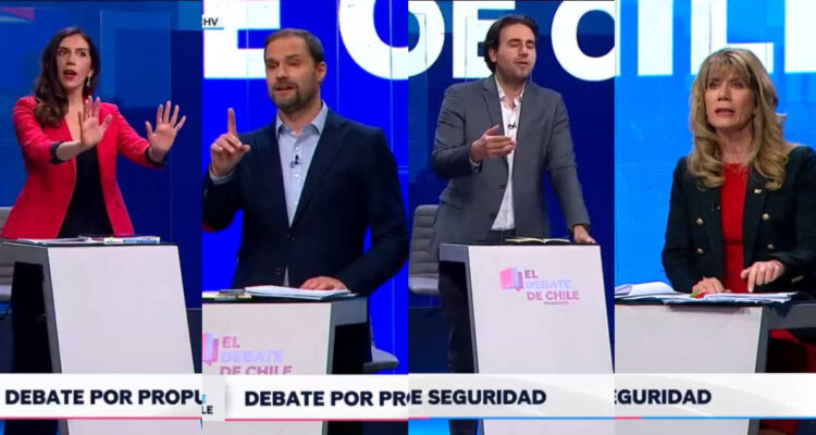 Bárbara Sepúlveda, Jaime Bellolio, Vlado Mirosevic y Ximena Rincón discutiendo en El Debate de Chile.