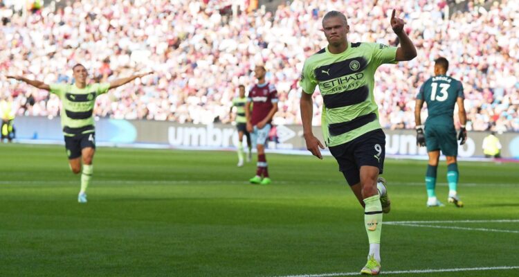 Erling Haaland brilló en triunfo del City sobre West Ham.