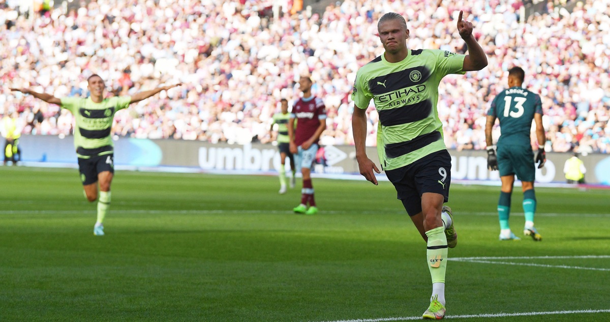 Erling Haaland brilló en triunfo del City sobre West Ham.