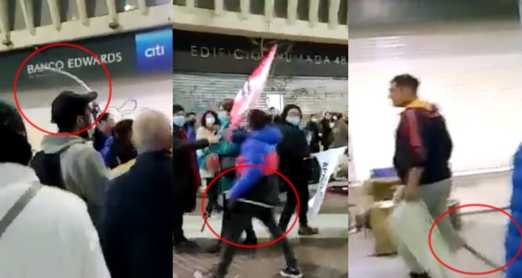 Ambulantes amedrentan con palos y fierros a adherentes del Apruebo en el centro de Santiago