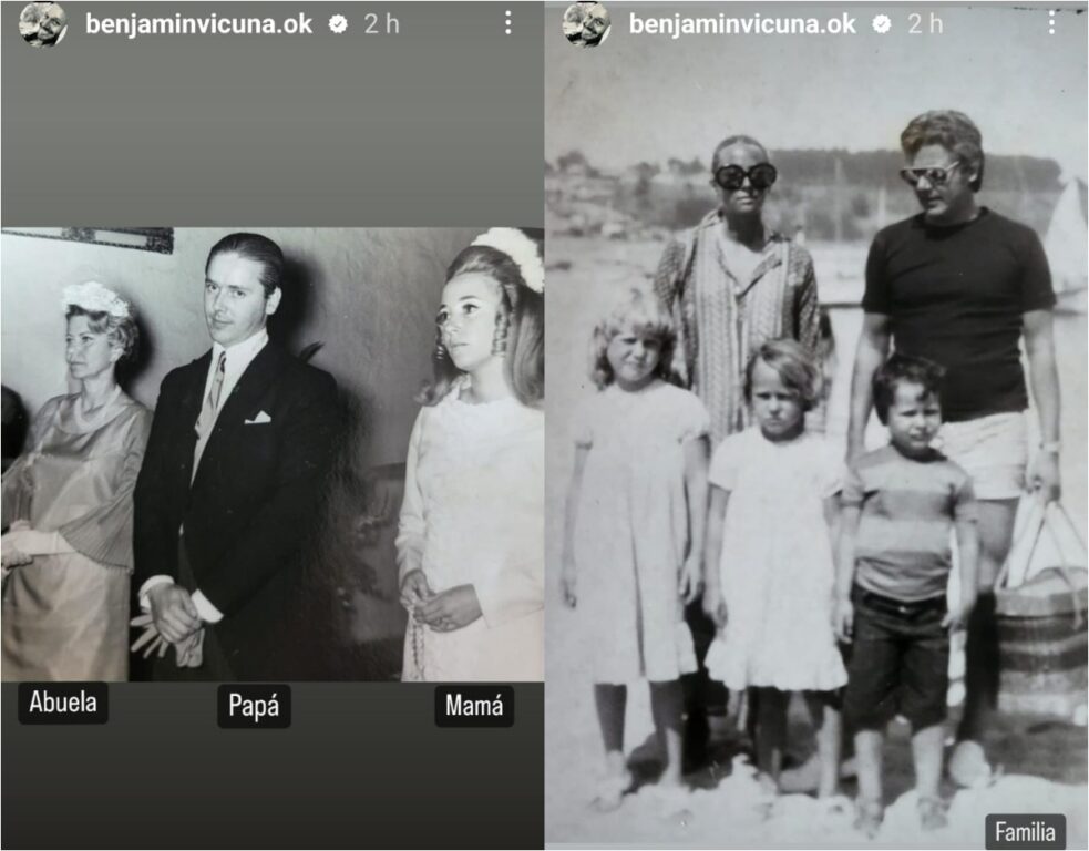 Fotografías familiares que compartió Benjamín Vicuña en sus redes sociales.