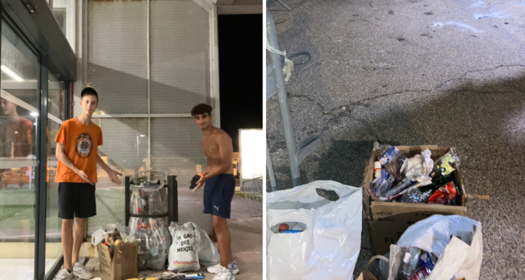 Hinchas del Olympique de Marsella limpian el aeropuerto tras la llegada de Alexis Sánchez.