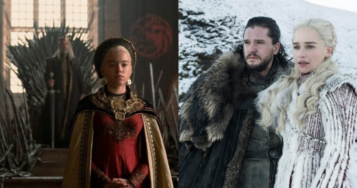 Dos de los personajes de House of The Dragon y los protagonistas de Game of Thrones. No es necesario ver una para poder disfrutar de la otra.