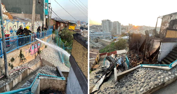 Incendio destruye una vivienda en Cerro La Cruz de Valparaíso