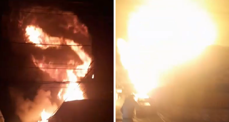 Enorme incendio se registra en La Granja: videos registraron explosiones.