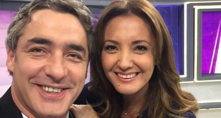 Los periodista Priscilla Vargas y José Luis Repenning en el set de Meganoticias. La periodista recordó a histórica dupla de Canal 13 en medio de rumores de abandonar el canal.