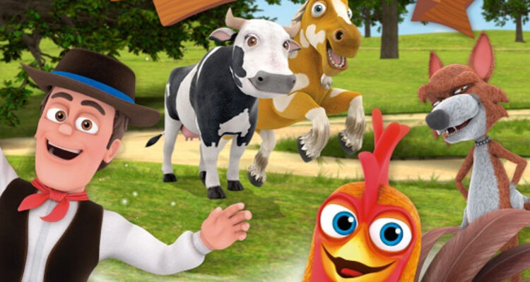 Personajes animados de La Granja de Zenón. Ahí, se ven cinco personajes diferentes.