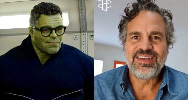 Mark Ruffalo como Hulk y en el video en el que mandó su mensaje a favor de la nueva constitución.