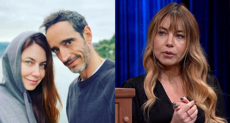 La periodista Mónica Godoy junto al periodista Nicolás Saavedra en una foto de viaje. A su lado, la actriz hablando en Pero con Respeto.