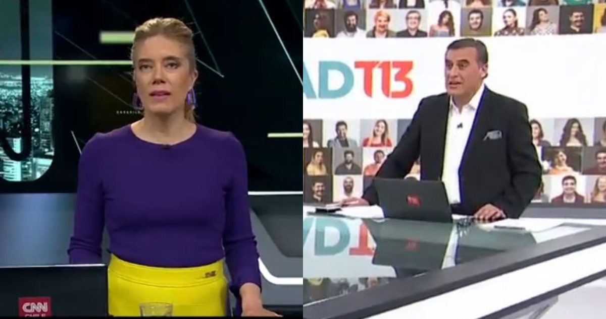 Mónica Rincón durante el temblor. A su lado, Rasmón Ulloa en ese mismo momento.