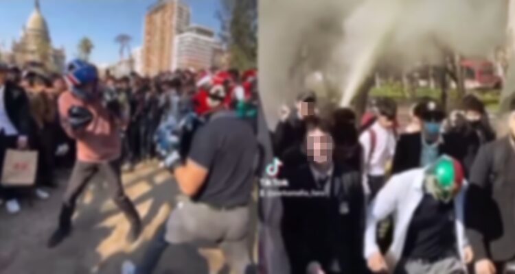 Estudiantes del Instituto Nacional y el INBA protagonizan nuevas peleas callejeras en Santiago