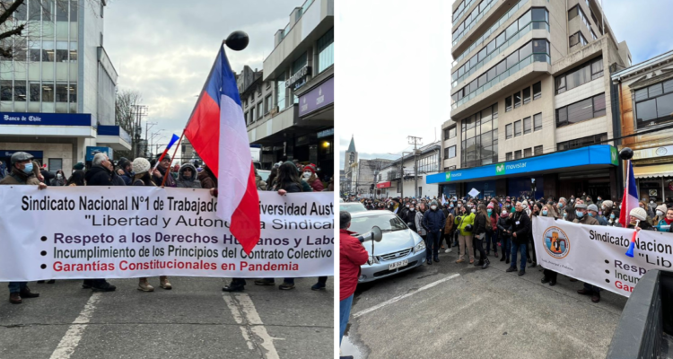 Profesores de la UaCH protestan en Valdivia