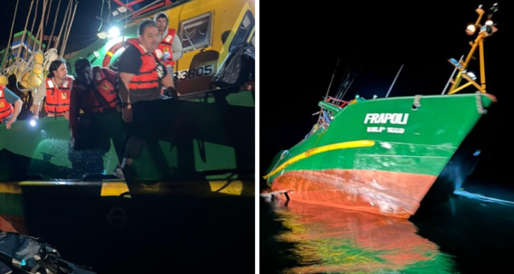 Rescatan 7 tripulantes tras colisión entre nave menor y buque mercante en Canal de Chacao