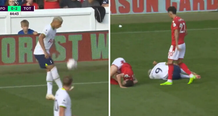 Richarlison recibió su merecido tras provocar a jugadores del Nottingham.