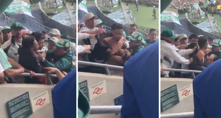 Torcedores del Palmeiras humillan a ‘infiltrado’ del Flamengo.