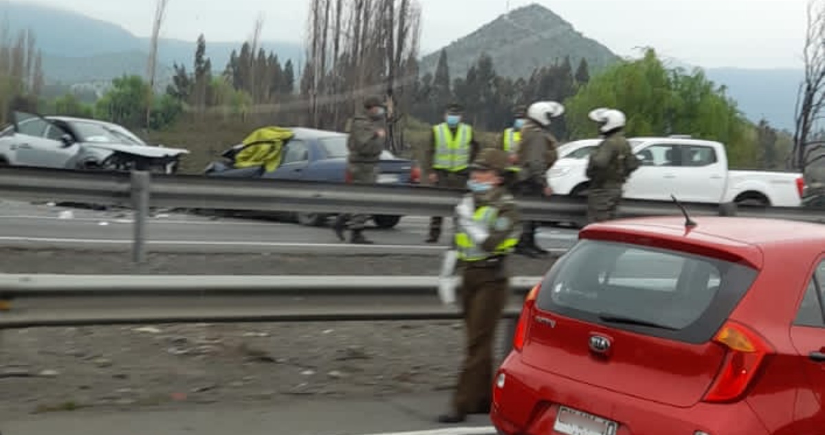 Accidente múltiple en la Ruta 5 a la altura de Rengo deja una persona fallecida