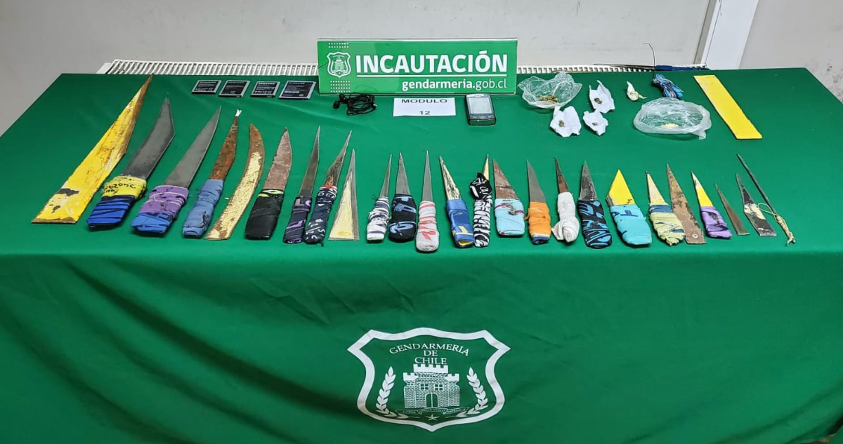 Decomisan más de 100 armas cortopunzantes , licor artesanal, celulares y droga en cárcel de Valdivia