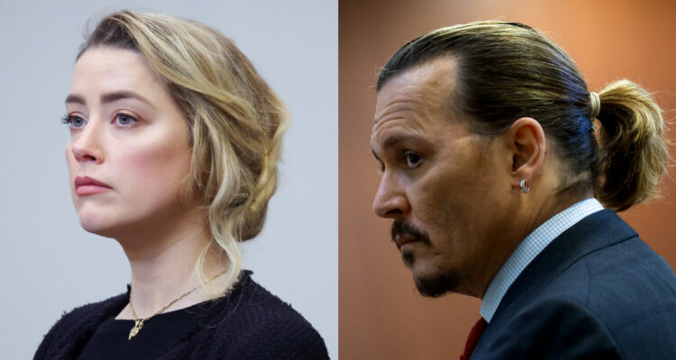 Amber Heard y Johnny Depp en el juicio por difamación.