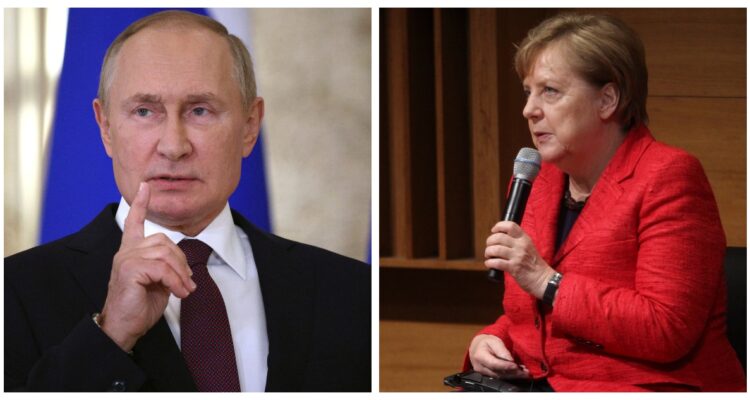 Vladimir Putin y Angela Merkel.